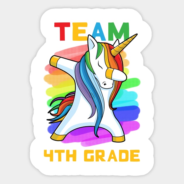 Team 4TH GRADE Unicorn Dabbing Gift Back To School Sticker by johnbbmerch